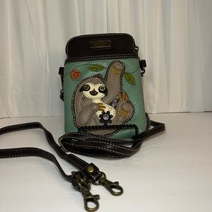 Chala Mint and Brown Sloth Crossbody Bag